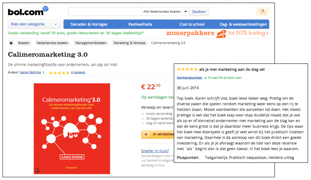 Beoordelingen op Bol.com van Calimeromarketing 3.0