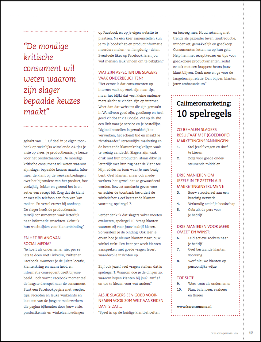 Karen Romme over Calimeromarketing voor slagers pagina 17